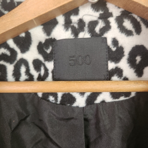 Maison Cinqcent 500 Jacket Leopard Print Winter Coat Black White Womens Medium - Picture 7 of 12